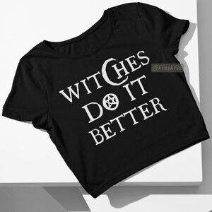🆕Witches Do It Better Shirt Black Fitted Crop Top Tee